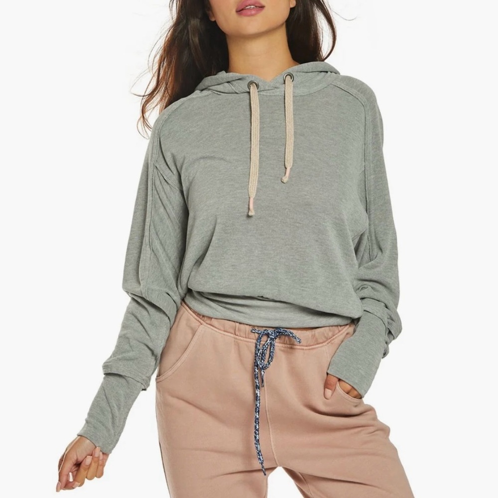 Free People Movement Gray Ready Go Hoodie Small